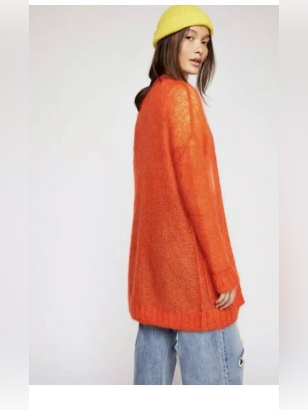 Free people Cozy Open-Front Orange Women's Cardigan Sweater - Picture 3 of 11